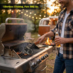 Electric Grill Brush 3-in-1 Kit – Cordless BBQ Cleaner with Reinforced Safe Metal Bristles – 2 Hours Runtime, Waterproof & Dishwasher Safe Removable Brushes for Deep Cleaning (Red Wood Coating)
