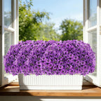 60 Pack Artificial Flowers for Outdoor Indoor Fake Plants, Faux Silk Flowers for Outdoors Outside Front Porch Hanging Planter Window Box Garden Spring Decoration(Purple)