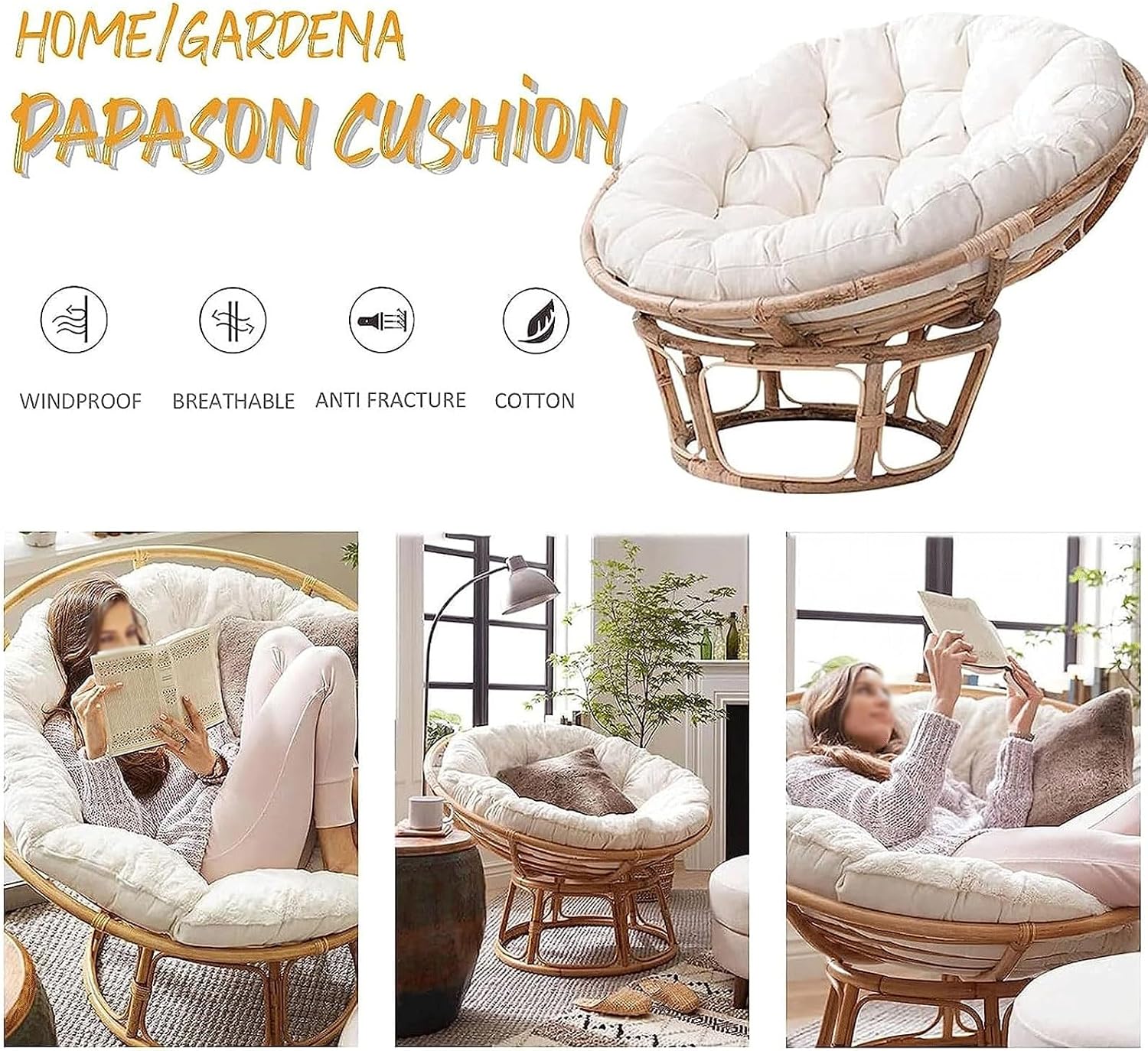 Beautiful Khaki for Round Sessel 100cm Polyrattan Armchair Pillow Durable Seating Cushion 60x60cm 10 12cm Thickness Perfect for Outdoor and Indoor Use
