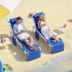 Garvee Tanning Chair with Face Hole, 3-in-1 Outside Beach Lounge Chair with Folding Table, 5 Reclining Positions and Removable Pillow, for Beach, Pool, Patio, Garden -Max 330lbs (Blue) | with Folding Table, 5 Reclining Positions and Removable Pillow, for