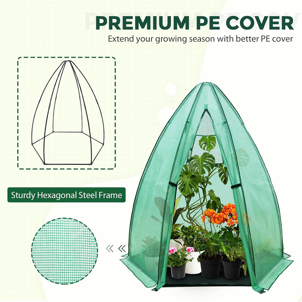 eagle peak portable mini dome greenhouse with zippered shown in use