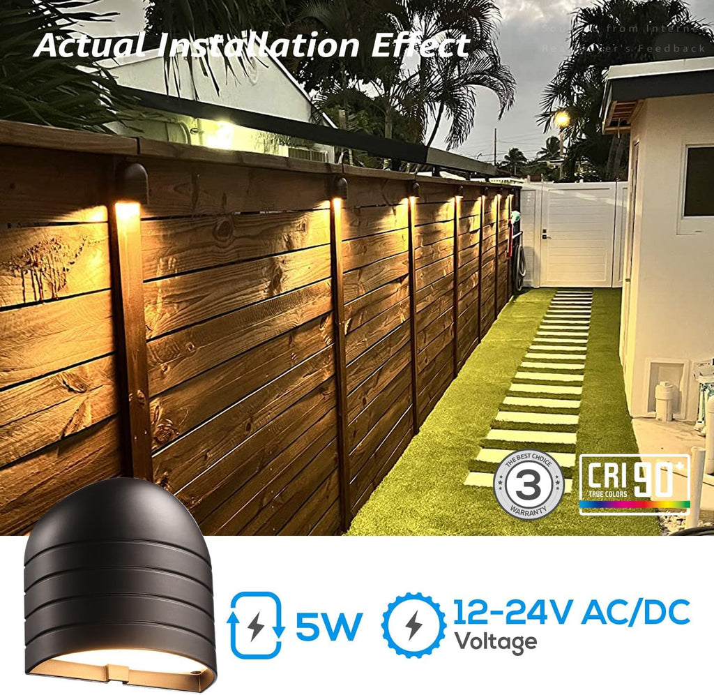 LEONLITE 12-Pack 5CCT Low Voltage LED Deck Lights, 250LM Ultra Bright | 1800K/2700K/3000K/4000K/5000K, CRI90, 12-24V AC/DC, Anti Glare Step Railing Light, Fence Down Light, IP65, Oil Rubbed Bronze