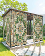 Ombre Green Boho Outdoor Curtains for Patio Waterproof, Grommet Privacy Curtain Drapes Weatherproof Outside Curtains for Porch GazeboPergola Cabana 1 Panel 54x84inch Vintage Ethnic Tribal Geometric
