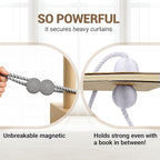Hion Magnetic Curtain Tiebacks Grey 4 Pack, Curtain Tiebacks Buckles Holdbacks Holders Hooks Clip for Home Bedroom Office Decorative Thick or Thin Curtain