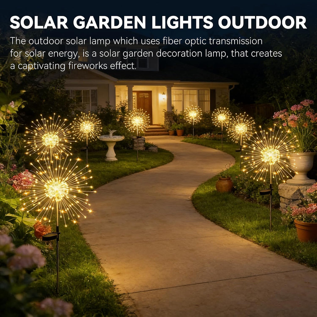 hpufkot solar garden lights outdoor,waterproof garden, 2pc 200 shown in use