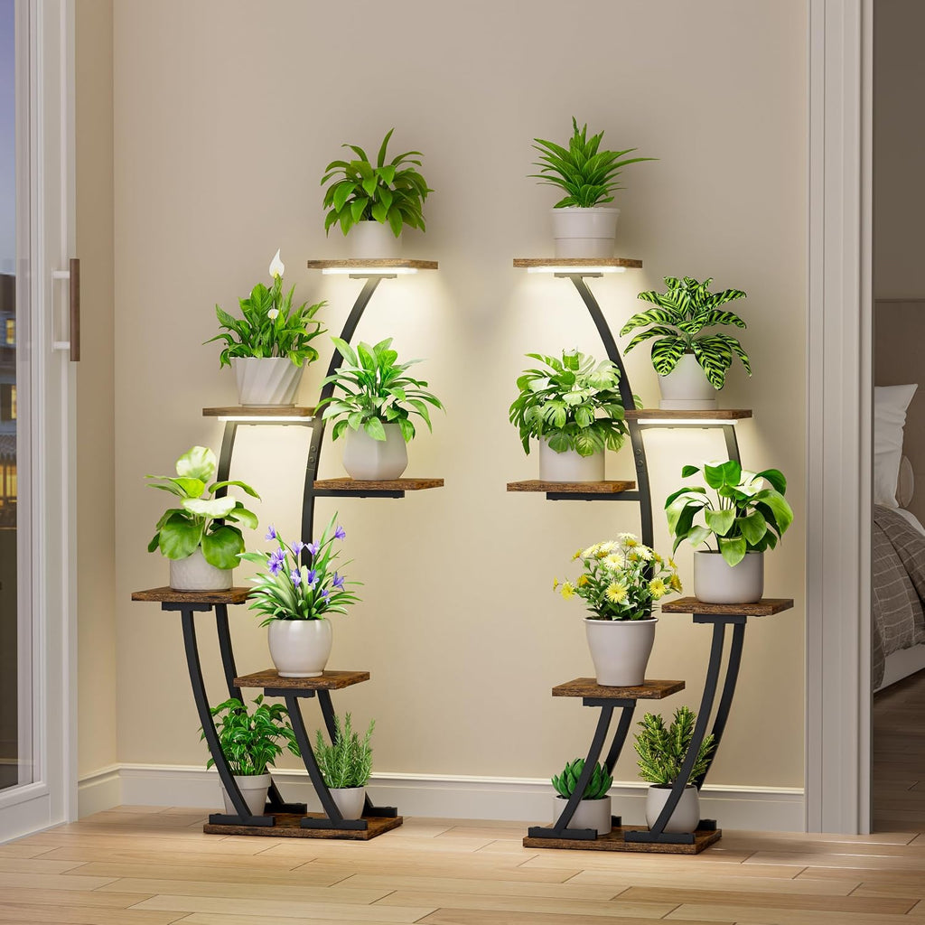 bacekoll plant stand with grow light 2 pack shown in use
