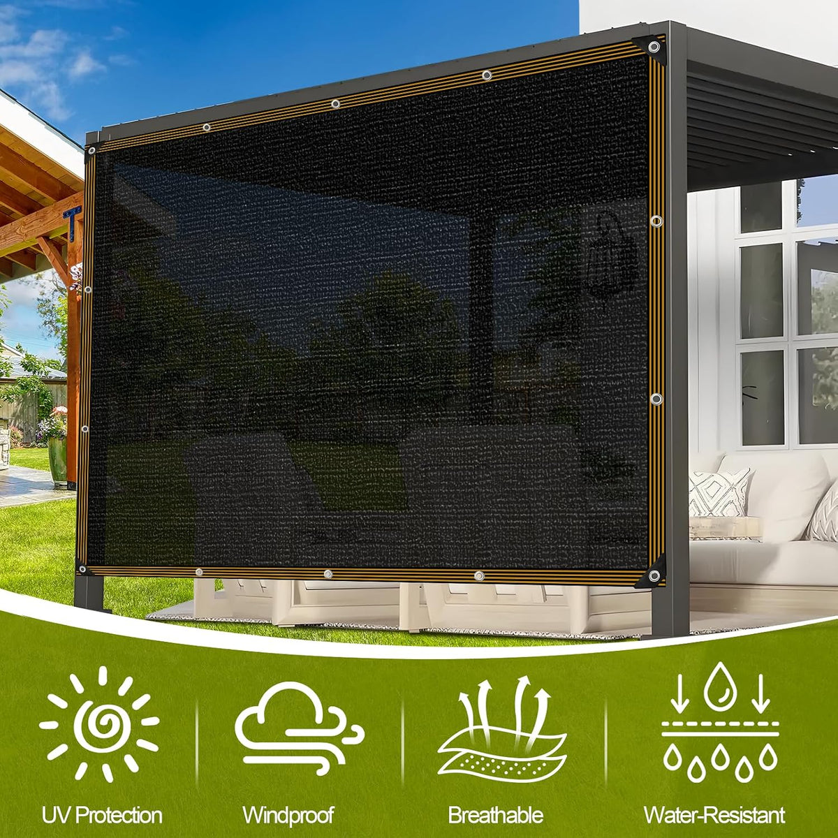 shade cloth - for garden 90% plant shades, side view
