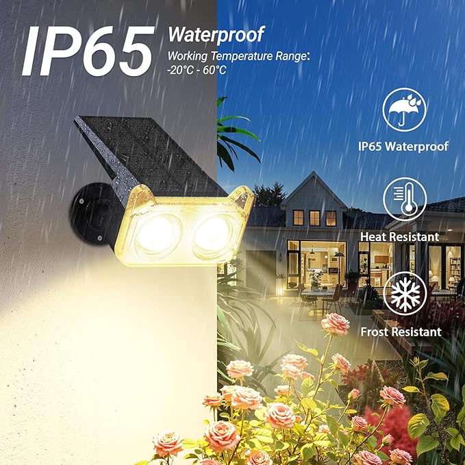 LETMY Solar Spot Lights Outdoor Waterproof with Bigger LED, 4 Pack 135°Adjustable Solar Lights Outdoor, 2-in-1 Wall Lights & 2 Modes Landscape Spotlights for Tree Yard Pathway Garden Decor(Warm White)