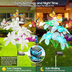 Garpar Solar Flowers Lights Outdoor Waterproof, Upgraded 8 Pack Solar Garden Lights with 32 Lily & 24 Butterflies, Bright Color Changing Outdoor Decor for Outside Yard Patio, Gift (8)