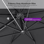 PURPLE LEAF Patio Umbrella 10' X 13' Rectangle Cantilever Umbrella Large Aluminum Outdoor Umbrellas with 360-degree Rotation & UPF40+ Premium Fabric for Deck Pool Garden Yard, Graphite Grey