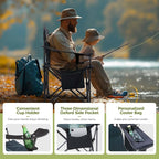 ALPHA CAMP Heavy Duty Camping Chair 500LBS Capacity, Oversized Folding Chair for Heavy People, Padded Portable Outdoor Chair with Cooler Bag & Cup Holder for Camping, Fishing, Beach