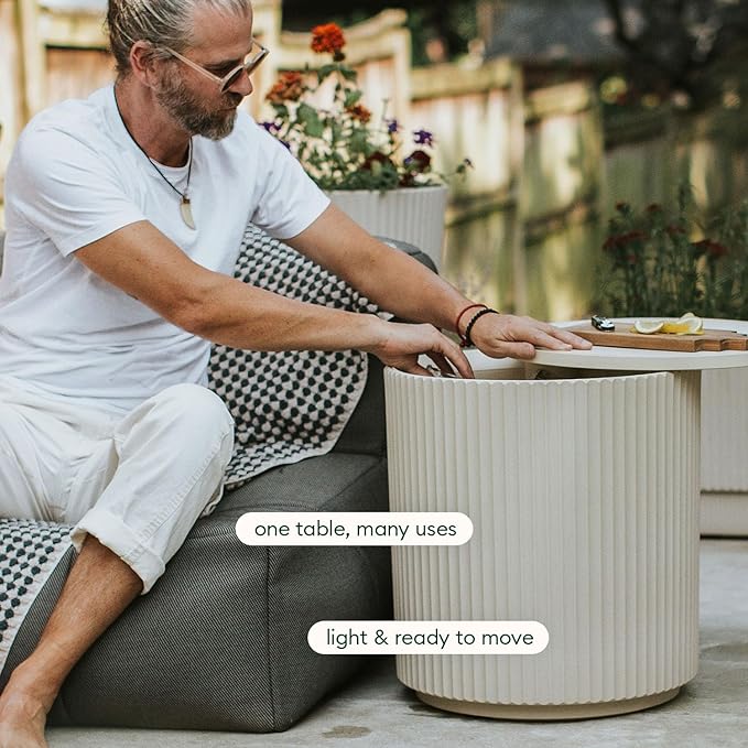 Veradek Outdoor Cooler Side Table - 2 in 1 - Designed for use as Outdoor Side Table, Patio Decor and Ice Chest