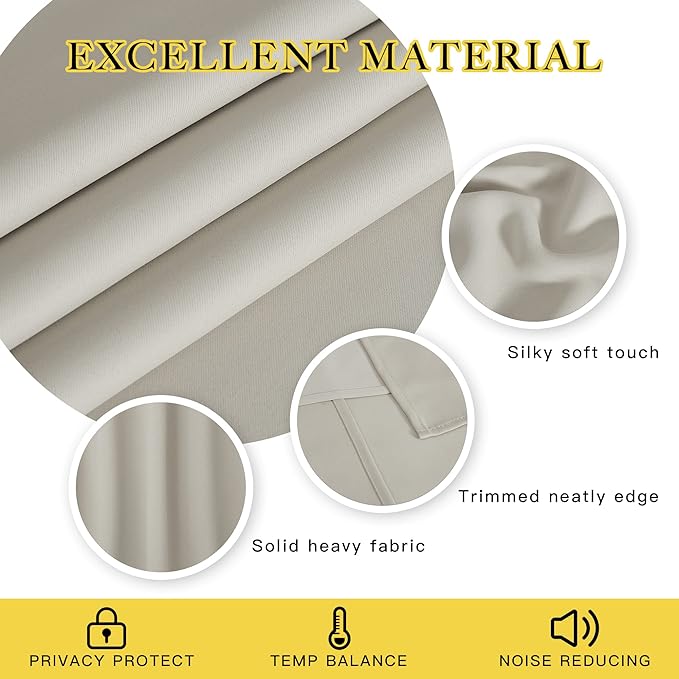 NICETOWN Extra Wide Blackout Sliding Door Curtains 95 inch Length - Grommet Insulated Curtain Light & Sound Blocking Drape for French Door/Patio Door (Natural, W100 x L95, 1 Panel)