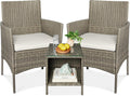 best choice products 3-piece outdoor wicker conversation bistro, main product view