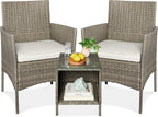 best choice products 3-piece outdoor wicker conversation bistro, main product view