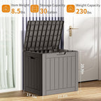 30 Gallon Outdoor Storage Box, Large Resin Deck Box for Patio Cushions, Garden Tools, Pool Accessories, Waterproof and Lockable Design, Storage Bench for Backyard & Deck(Gray)
