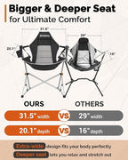 KingCamp Hammock Camping Chair, Swinging Portable Folding Camp Chairs for Adults Max 400lbs Heavy Duty Foldable Oversized Rocker with Aluminum Alloy Frame Cup Holder for Outdoor Beach Patio Sport