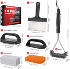 Griddle Cleaning Kit for Blackstone, Scraper, Scour Pads, Grill Brush 18Pcs | Blackstone griddle accessories. Cast iron cleaner & pumice stone bricks for outdoor BBQ, camping, backyard flat top grills.