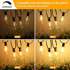 Brightever 120FT Outdoor String Lights Waterproof, 2700K Bright LED Patio Lights with 62 ST38 Shatterproof Vintage Bulbs, Retro Connectable Edison String Lights for Outside, Garden, Balcony, Porch