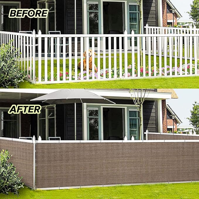 LOVE STORY Balcony Privacy Screen, 3'x7' Deck Shield Screen Fence Cover,UV Protection and Weather-Resistant,3 FT Height for Deck, Patio, Backyard, Outdoor Pool, Porch, Railing, Brown