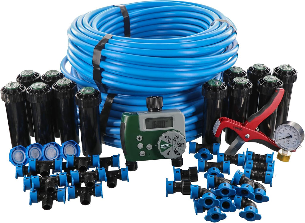 Orbit 2-Zone All-in-One Automatic Watering System - Automatic Sprinkler System for Yard Irrigation Setup - DIY Lawn Kit - Double Outlet Hose Timer - Easy Push-Fit Technology - Large Coverage - 50021