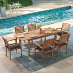 OC Orange-Casual Stackable Patio Dining Chairs Set of 4, Outdoor Acacia Wooden Chairs w/Armrest & Removeable Fabric Cushion, for Porch, Backyard, Garden, Indoor, Dark Grey