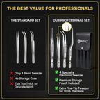 4pcs Garden Tweezers Set - 6.3" Long Plant Tweezers for Succulent, Bonsai & Cactus Gardening - Stainless Steel Multi Purpose Seed Tweezer Tools For Kitchen, Crafts, Aquarium, Reptile