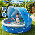 Kiddie Baby Pool with Canopy Sprinkler, 47in Foldable Toddler Pool | Anti-Slip Baby Swimming Pool with Shade, Portable Small Pool & Ball Pit for Kids Age 1-6, Backyard Outdoor Water Play Toy