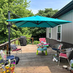 PURPLE LEAF 10 Feet Patio Umbrella Outdoor Cantilever Square Umbrella Aluminum Offset Umbrella with 360-degree Rotation for Garden Deck Pool Patio Turquoise Blue