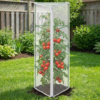 4 Pcs Garden Bird Netting for Triangle Plant Cage, 59" x 20" x 20" Tomato Cage Garden Net Cover with Zipper, Tomato Trellis Insect Bird Barrier Protection Mesh for Vertical Climbing Plant Vegetable