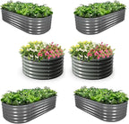 A ANLEOLIFE 6-Pack 4X4X1.5ft & 6X2X1.5ft Deep Root Galvanized Raised Garden Beds Outdoor for Planting Vegetables Flowers Herb, Quartz Grey