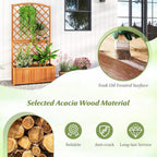giantex solid acacia wood planter box with trellis on a desk or shelf