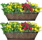 2 Pack 24" Railing Planter Window Box Deck Balcony Rail Planter Black Metal Flower Basket Horse Trough Planters with Coco Fiber Liner for Porch Fence Patio Outdoor