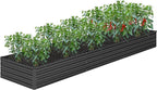 12x2x1FT Galvanized Raised Garden Bed Kit,Vegetable Boxes-Rectangle Metal Flower Box,Large Planter Raised Beds Outdoor Garden for Planting,Fruit,Herb-Black