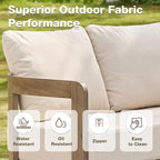 Outdoor Patio Furniture Set, Metal Patio Conversation Set with 6" Thick Cushions, Outdoor Couch and Patio Chairs Set for Backyard Porch Balcony, Beige