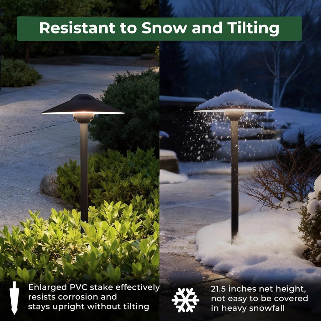 Low Voltage Pathway Lights (8.5'' Shade, 21.5'' Tall)，12V Outdoor LED Landscape Path Lights Wired, Aluminum Pathway Lighting with 3W 2700K Replaceable Bulb for Walkway Garden Yard, 6 Pack