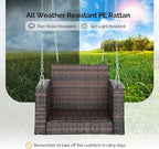 VINGLI 2.2 FT 1-Person Use Rattan Porch Swing Outdoor Support 440 LBS with Cushions & Adjustable Chains, Patio Wicker Swing Bench Chair for Garden, Yard, Lawn, Tree, Brown