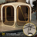East Oak Screen House Tent Pop-Up, Portable Screen Room Canopy Instant Screen Tent 12 x 12 FT with Carry Bag for Patio, Backyard, Deck & Outdoor Activities, Beige