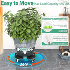VANCASTLE Plant Caddy with Lockable Wheels Heavy Duty 450lbs Capacity, 15-22 Inch Adjustable Plant Stand with Wheels Rolling base, Plant Dolly for Flower Pot Mover Indoor Outdoor, Black, 2 Pack