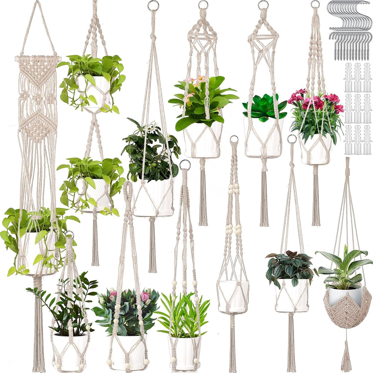 hoteam 12 pcs macrame plant hangers macrame hanging, main product view