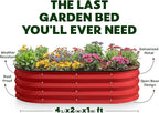 Plant & Plot Galvanized Raised Garden Beds Outdoor // 4×2×1 ft (2-Pack) Planter Raised Beds for Gardening, Vegetables, Flowers (Red) // Large Metal Garden Box