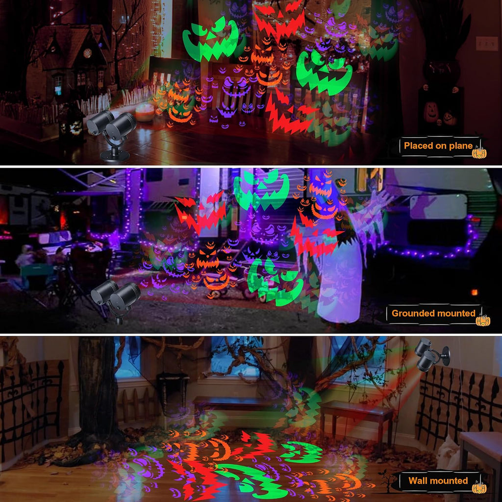 Toodour Halloween Projector Lights Outdoor, Double Head Dynamic Halloween Lights Projector with Timer, Waterproof Devil Face Indoor Outdoor Decorations Light for Home Window Wall Decor
