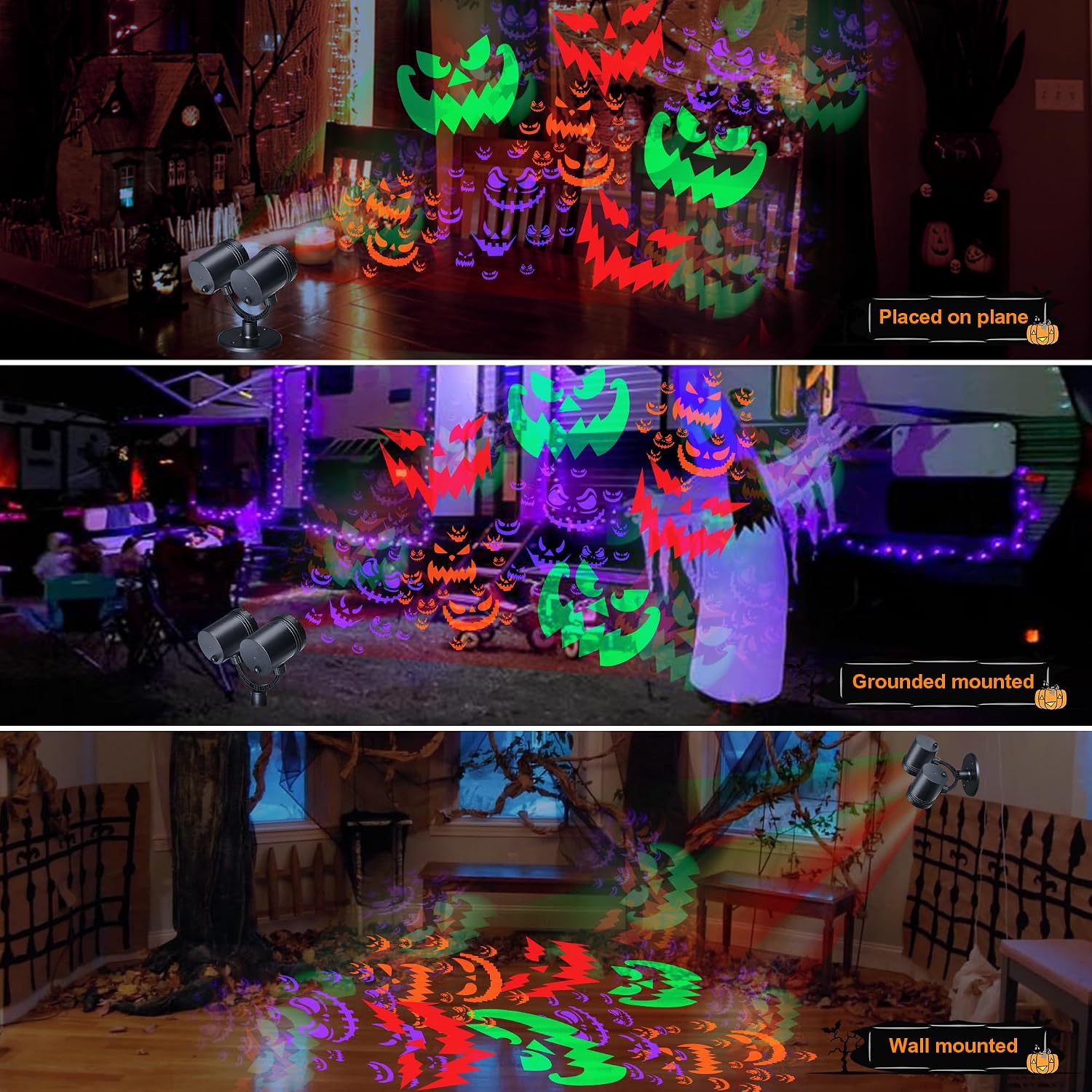 Toodour Halloween Projector Lights Outdoor, Double Head Dynamic Halloween Lights Projector with Timer, Waterproof Devil Face Indoor Outdoor Decorations Light for Home Window Wall Decor
