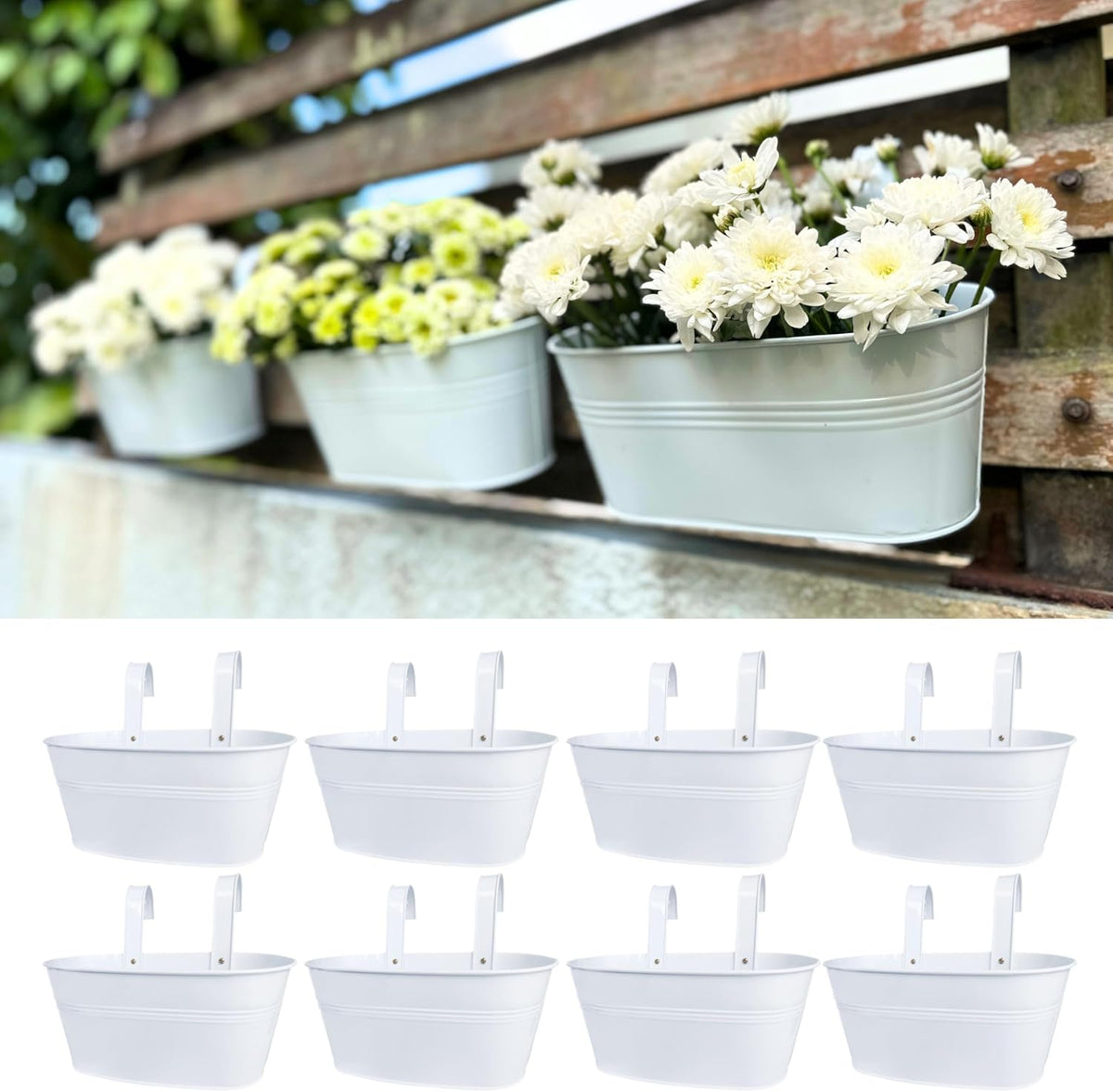 lalagreen outdoor rail planter (11.8 in, 8 pack), main product view