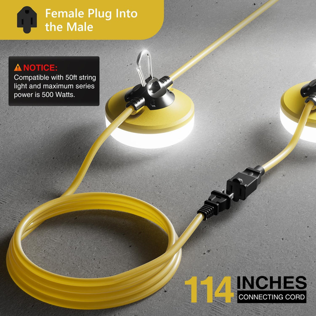 LED Construction String Lights 100FT, 10000 LM, 5000K Daylight LED String Work Lights, 100W Temporary Lighting for Job Site Outdoor Indoor, IP65 Waterproof Temporary Construction Lights, ETL Listed