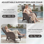 Zero Gravity Wicker Patio Recliner Chair - Wicker Outdoor Lounge Chair with Adjustable Backrest & Footrest, All Weather Outdoor Reclining Chairs with Thick Cushion for Pool Deck Gray