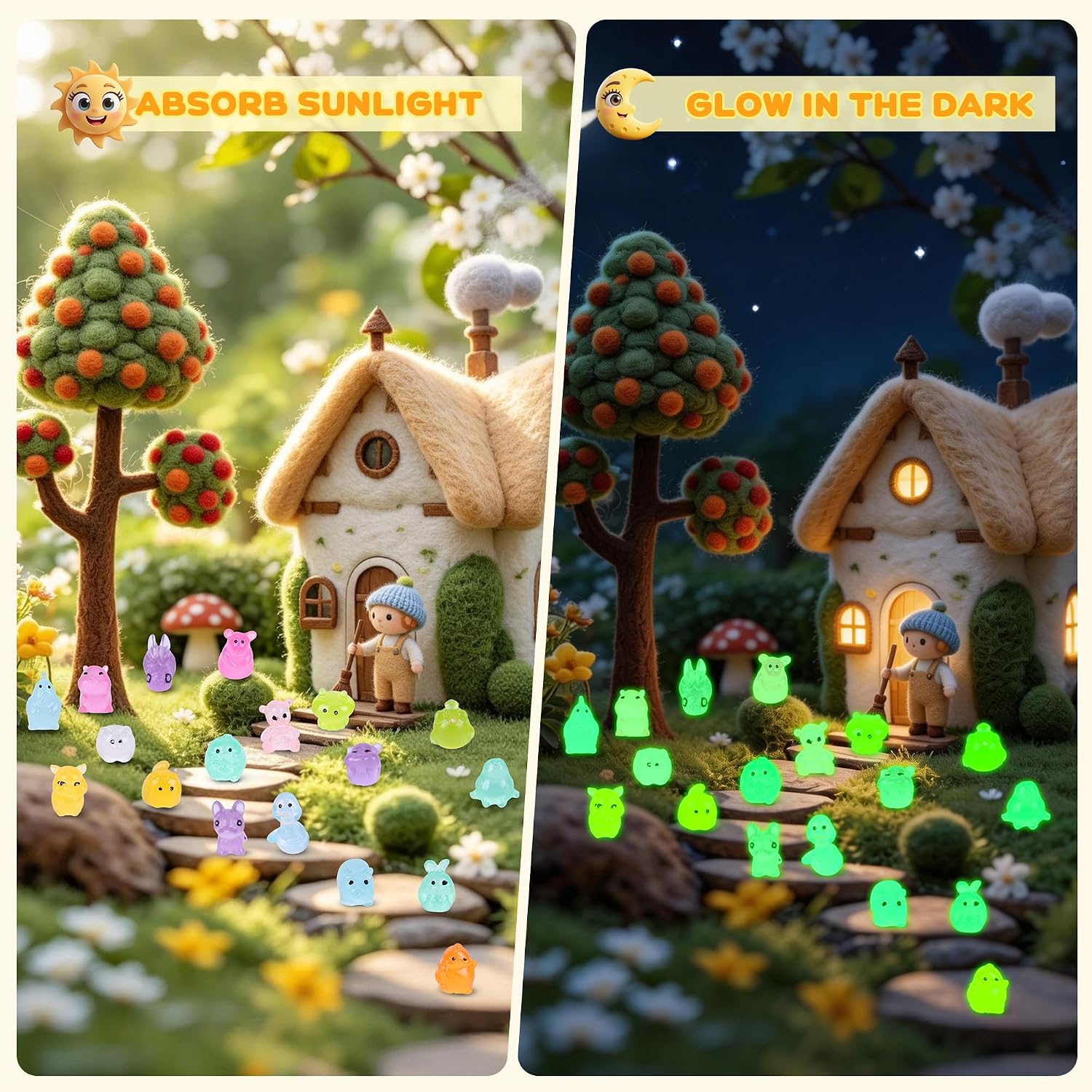 140 PCS Mini Resin Animals Blind Bags, Glow in the Dark Animal Resin Models, 50+ Animal Designs for Adults, Miniature Animals for Classroom, Fairy Garden, Dollhouse Decor, DIY Craft Decor