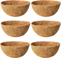 6 Pack 16 Inch Coco Liners for Hanging Baskets Coconut Husk Plant Liners 100% Natural Round Coco Coir Liner for Hanging Basket Flowers