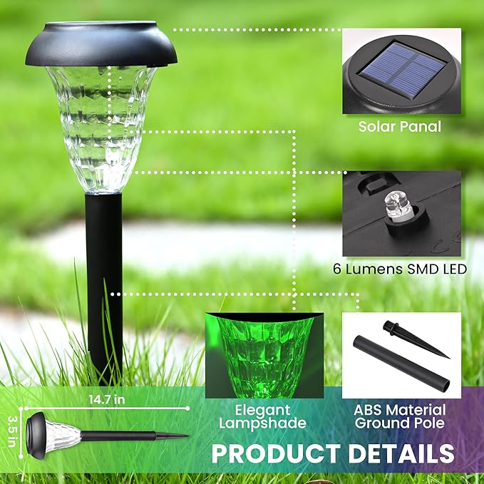 Solar Pathway Lights Outdoor Waterproof 12 Pack Color Changing Garden Light for Yard Patio Driveway Walkway Lawn Landscape Lighting for Outdoor Decor