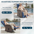 3 Pieces Zero Gravity Patio Swivel Rocking Recliner Chairs Set of 2 - Wicker Outdoor Lounge Chair with Side Table, Adjustable Backrest & Footrest, High Back Outdoor Recliner Chair for Pool Deck Blue